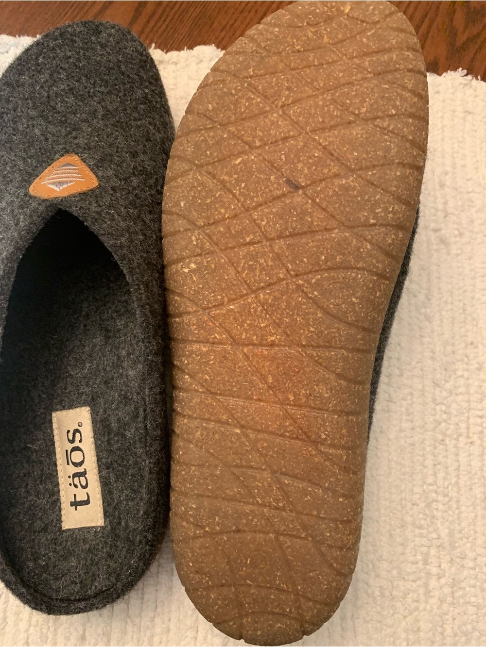 Taos Footwear Charcoal Gray Felt Slip-On Slippers with Brown Accent - Picture 6 of 6